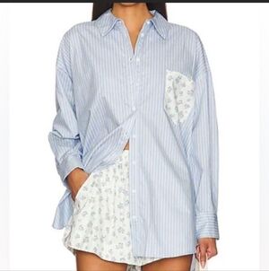 NWT new For Love & Lemons TAMREN BUTTON-UP SHIRT XS